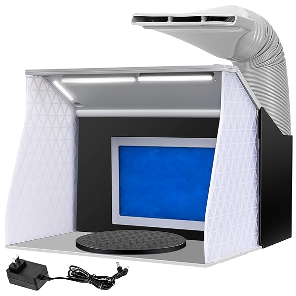 塗装ブース スプレーブース 2基強力ファン 4本のLEDライトが独立して使え ペインティングブース エアブラシ用塗装ブース ホビー用塗装用具