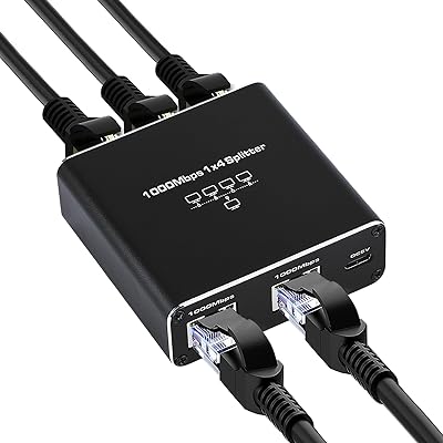 Anber-Tech lanケーブル 分配器 1入力4出力 1000Mbps lan 分配器 1x4 インターネットケーブル 分配器 RJ45 分配器 ギガビット ネットワーク 4台デバイス 共有 インターネット PC ルーター Cat5 Cat5e