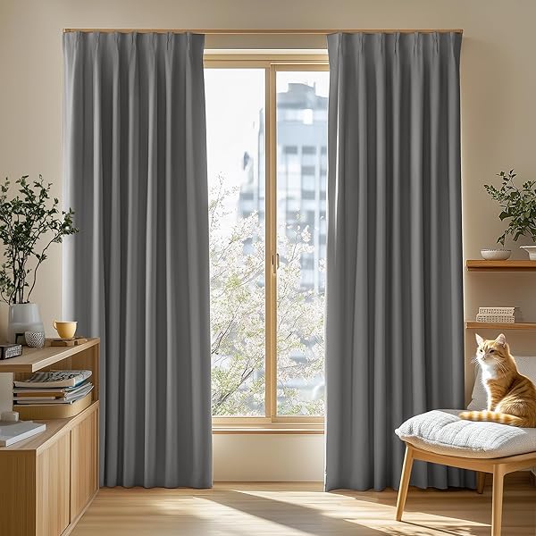 1級遮光 カーテン 幅100cm丈230cm グレー 2枚セット 北欧 冷気遮断 形態記憶加工済み 防寒 保温 UVカット おしゃれ 断熱 昼夜目隠し