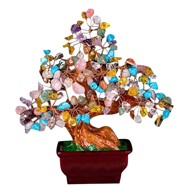 WooJoo 招財樹 金のなる木 シトリン 黄水晶，ローズクォーツ，アメジスト, 恋愛 金運 財産運 健康運 (..