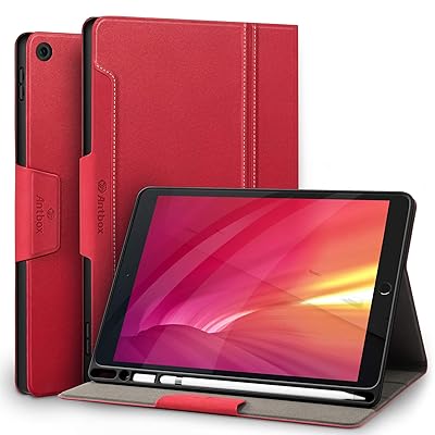 Antbox 第9世代ケース iPad 10.2 ケース iPad 第8世代/第7世代 ケース(2021/2020/2019) 高級ソフトPUレザー製 ひび割れ防止 耐衝撃 アップルペンシル収納可 オートスリープ＆スタンド機能付き 全面保護 iPad