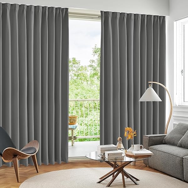遮光カーテン ドレープカーテン 無地 幅180cm丈178cm グレー 2枚入 1級遮光 おしゃれ 仕切り 幅広い 形状記憶加工 北欧 UVカット 断熱 防寒 節電対策 昼夜目隠し