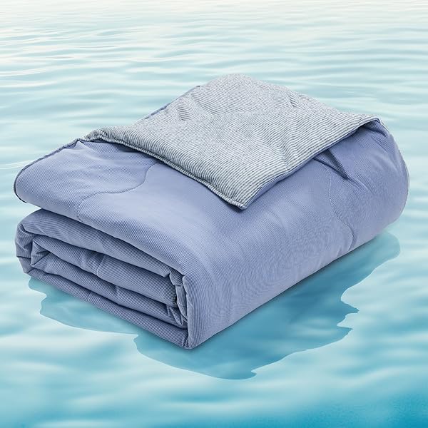 夏用掛け布団 冷感 薄手 冷感＆タオル地 速乾 洗濯機対応 軽量 オールシーズン シングル 夏ふとん ひんやり ブルー 140cmx190cm
