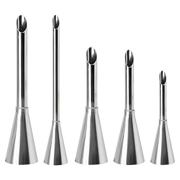 シュークリーム用 口金 5個セット ステンレス 絞り口金 製菓用品 ベーキングツール 手作り ケーキ デコ..