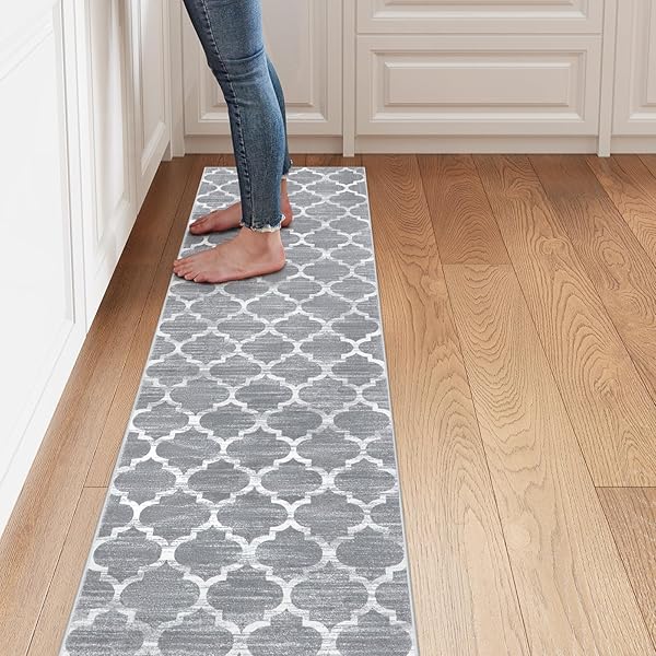 ラグマット 廊下 洗える 60х180cm 北欧風 キッチンマット オールシーズン適用 モロコシ柄 ふわふわ 滑り止め ホットカーペット対応 低反発 防音 抗菌防臭 リビング ダイニング ラグ アンティーク グレー