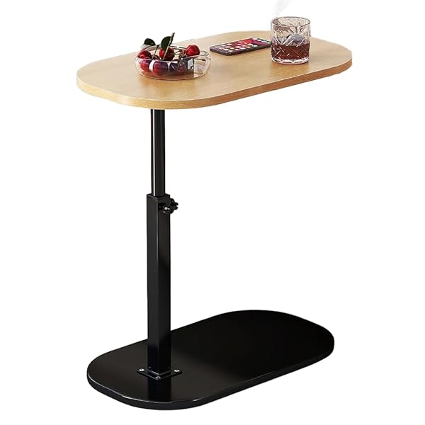 昇降式 サイドテーブル 無段階高さ調節可 差し込み ソファテーブル 寝室用 介護用 安定性 切りキズ防止..