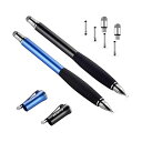 (第2世代)スタイラスペン iPhone iPad タッチペン Android スマートフォン タブレット用 ペン ディスク+導電繊維(2in1)ペン先 (ブラック/ブルー)