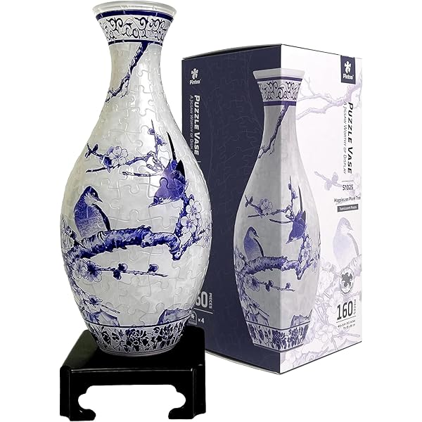 ピントー 160ピース 3D立体花瓶パズル【梅の木にカササギ】(11X11x24cm)生け花 水栽培可能 プレゼント ..