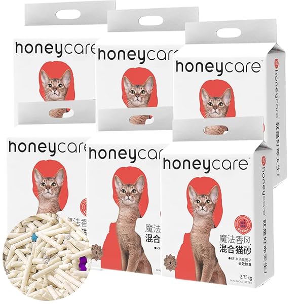 HONEYCARE ハニーケア ミックス猫砂 約5L/2.75KG＊6袋セット おからとベントナイト