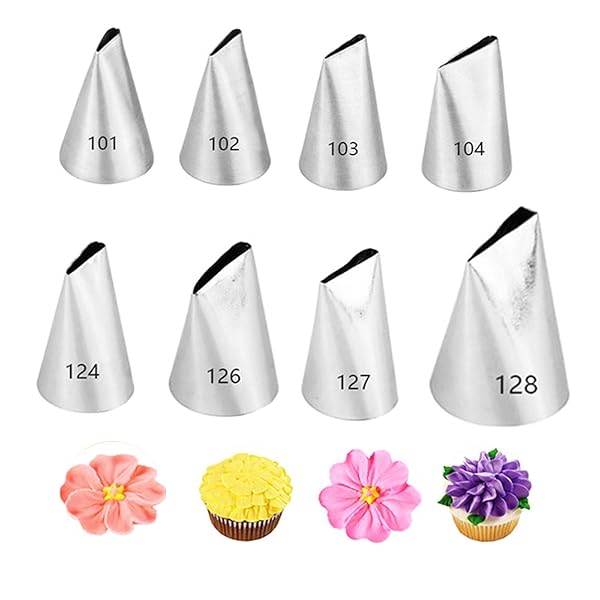 絞り口金 花型 8個セット バラ 口金 セット ステンレス 花口金 ケーキ デコレーション 飾り お菓子作り 製菓道具 再利用可能