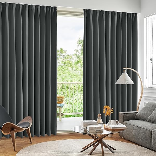 遮光カーテン ドレープカーテン 無地 幅130cm丈178cm ダークグレー 2枚入 1級遮光 おしゃれ 仕切り 幅広い 形状記憶加工 北欧 UVカット 断熱 防寒 節電対策 昼夜目隠し