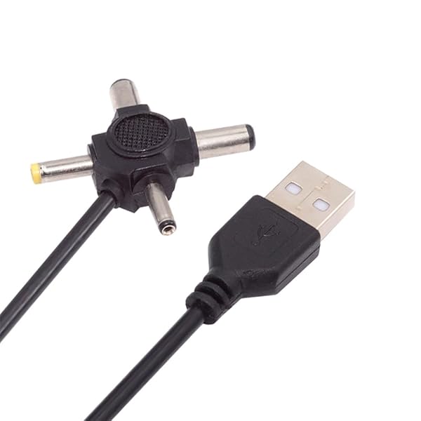 USB 2.0 Type-A オス~4-in-1 DC 5V 5.5x2.5mm 5.5x2.1mm 4.0x1.7mm 3.5x1.3mm パワープラグ バレルコネクタ充電ケーブル