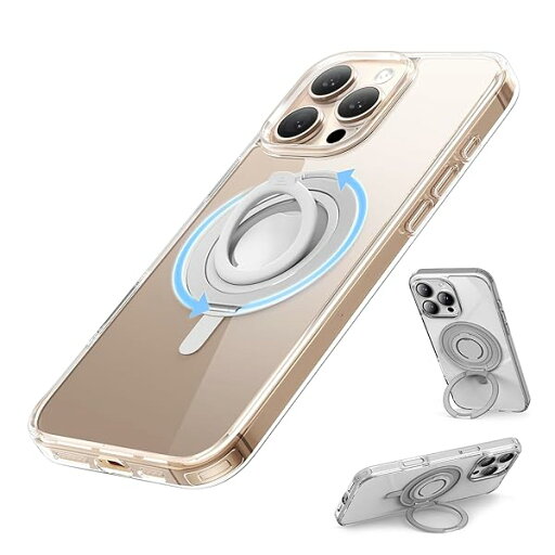 iPhone 16 pro用スタンドケース 全透明, 6.3インチ(2024) 回転可能なシリコンリング,360°回転スタンド MagSafe対応 横縦両立 角度調整 隠し収納式 iPhone16 pro用カバー 黄変防止(クリア) iPhone 16 pro用スタンドケース 全透明, 6.3インチ(2024) 回転可能なシリコンリング,360°回転スタンド MagSafe対応 横縦両立 角度調整 隠し収納式 iPhone16 pro用カバー 黄変防止(クリア)