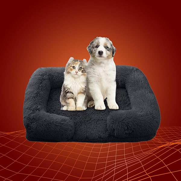 犬 ベッド 冬用 猫 ふわふわ ペットベッド 暖かい 防水 抗菌防臭 犬用ベッド 猫用ベッド ペットソファー 防ダニ 吸湿発熱 静電気防止 洗える(ダークグレー、S）
