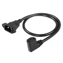 IEC 320 C14 オス C13 メス 90 ° アダプター PDU PSU UPS 3-ピン AC パワー 延長 ケーブル 0.6M S サイズ ブラック