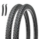 2本セット 26インチ MTB自転車 タイヤ: 26×2.125インチ 56-559 マウンテンバイク タイヤ - パンク防止 折り畳み式 交換用タイヤ、タイヤレバー