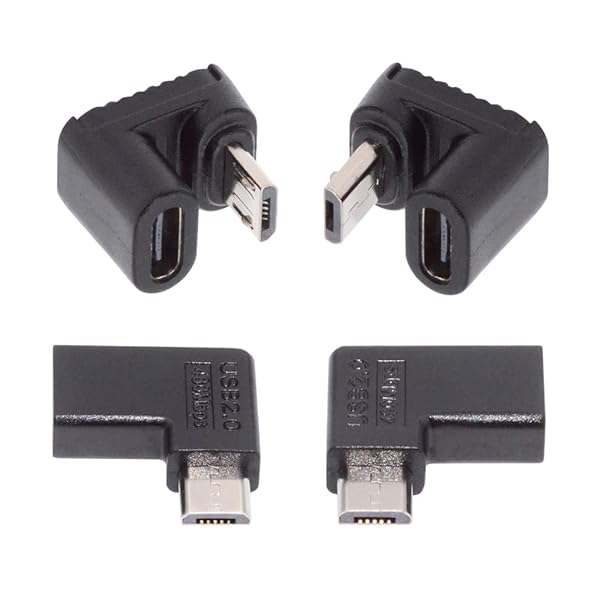 4個/ロット USB-C USB2.0 Type C メスからマイクロUSBオス 電源データアダプター 90/360度角度タイプ, NF-UC-102