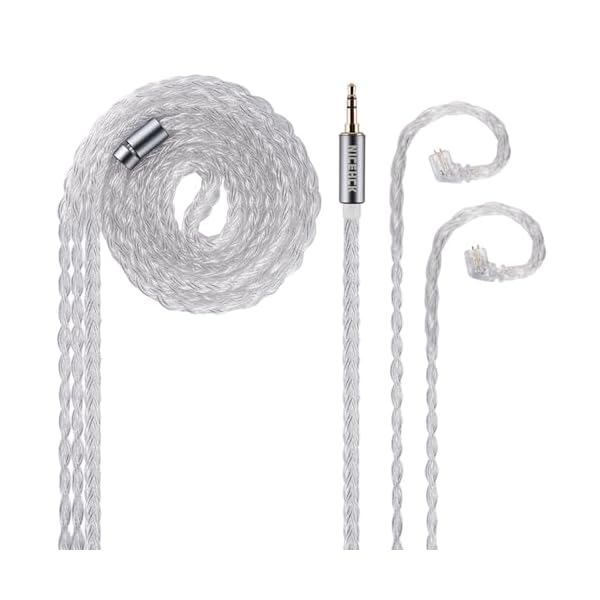 IcyMoon イヤホンリケーブル 16芯高純度単結晶銅OCCと銀メッキ無酸素銅OFCミックス qdc 2Pin 3.5mm シルバー 交換用 アップグレードケーブル 金属製コネクタ 着脱式 hifiリケーブル 1.2m DIY (3.5mm qdc