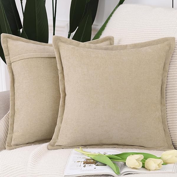 シェニール クッションカバー 2枚セット 柔らかい ショート シェニール ベルベット 装飾的な 枕カバー ..