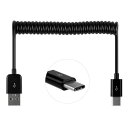 ストレッチ USB-C 3.1 オス - 標準USB 2.0 Aオス データケーブル 480Mbps ブラック 100cm 電話対応(2)
