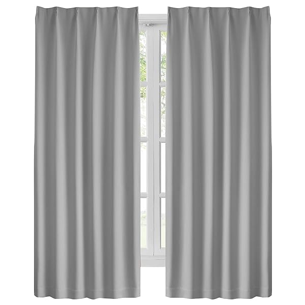 カーテン 1級遮光 2枚組 断熱 防寒 防音 省エネ 厚手 無地 おしゃれ 洗える 寝室 リビング用 (ライトグ..