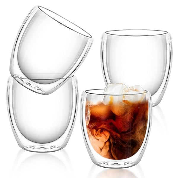 タンブラー 250ml 4個セット グラスカップ コーヒーコップ ミルクコップ マグカップ 二重構造 保冷 保..