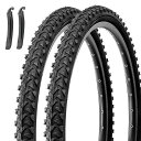 2本セット 26インチ 自転車 タイヤ: 26×1.95インチ パンク防止 MTB オフロード タイヤ - 折り畳み式 交換用タイヤ、タイヤレバー