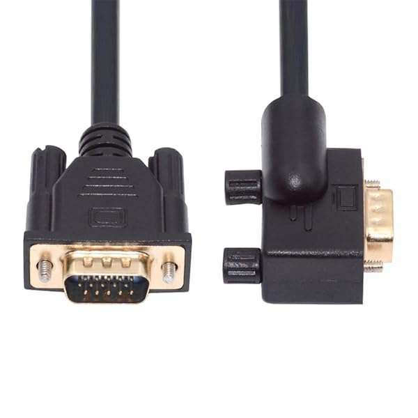 90度 VGA RGBケーブル 左角度オス-ストレートオス延長コード 3COAX+6C コンピューターモニタープロジェクター用 1m/3.3フィート