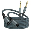 Jack 6.35mm - XLRオス 3ピン オーディオケーブル 3M 2本入り 編組XLRオス - 1/4 TRSステレオギターケーブル (Profesio...