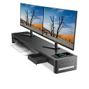 デュアル モニター台 引き出し pc モニタースタンド パソコン台 ディスプレイ台 USB 3.0/2.0 データ転送 机上台 スチール製 充電バージョン 幅1...