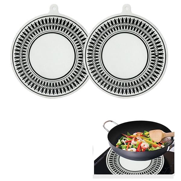 クッキングヒーターマット2枚入り 滑り止め シリコン 耐摩耗 耐油 保護パッド 焼け焦げ防止 洗浄しやす..