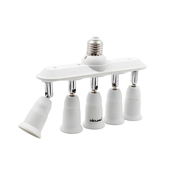 LED電球専用 E26口金アダプター 5分岐ソケット E26→E26 照射角度可調 E26延長ソケット