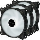 upHere 120mm PCケースファン 静音タイプ 1300rpm 3PINとペリフェラル4ピン 3本 白LED光 PF120WT3
