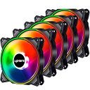 upHere RGB PCケースファン120mm 3PINコネクタ RGB同期ファン 5V 3PIN ARGBマザーボード 5個セット
