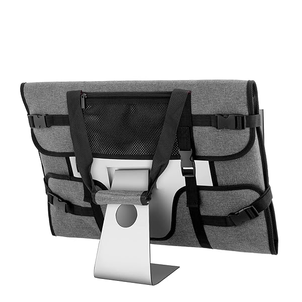 iMac用 トートバッグ 21.5/24インチ用 iMac用キャリングバッグ ポケット付きバッグ (グレー、 21.5インチ用)