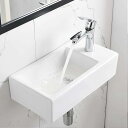 【壁排水セット付き】 ミニ 手洗い器 壁掛け 手洗器 コンパクト 小型洗面ボウル 洗面ボール おしゃれ 洗面台 手洗いボウル 壁付け型 陶器 375*190*95mm (右)