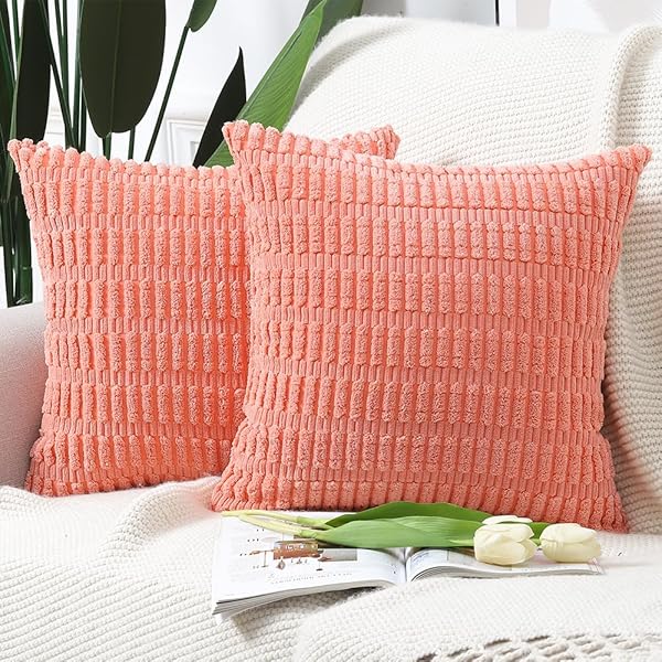 クッションカバー 2枚セット 柔らかい コーデュロイ 装飾的な 枕カバー 贅沢 スタイル クッションケー..