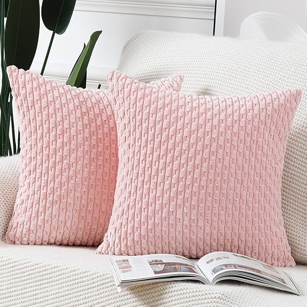 クッションカバー 2枚セット 柔らかい コーデュロイ 装飾的な 枕カバー 贅沢 スタイル クッションケー..