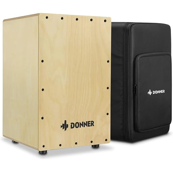 カホン Cajon 打楽器 木製 フルサイズ ボックスドラム 内部ギター弦 カホンバッグ ゴム足付き ストリング 上品なバーチ 30*30*48cm DCD-1