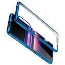 Xperia 5 ケース クリア SO-01M SOV41 901SO ケース スマホケース エスクペリア5 カバー 耐衝撃 ソフト tpu 薄型 透明 背面クリア 青縁 メッキ加工 ストラップホール付き 軽量 (ブルー)(2)