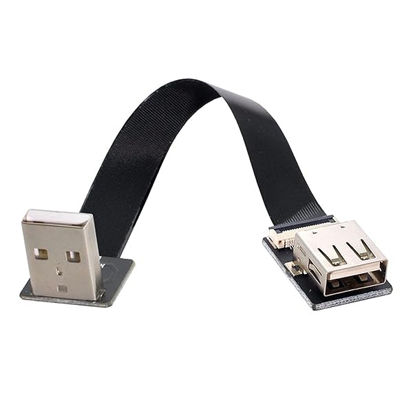 ダウン アングル USB 2.0 Type-A オス - メス延長データ フラット スリム FPC ケーブル、FPV & ディスク & スキャナー & プリンター用 100cm