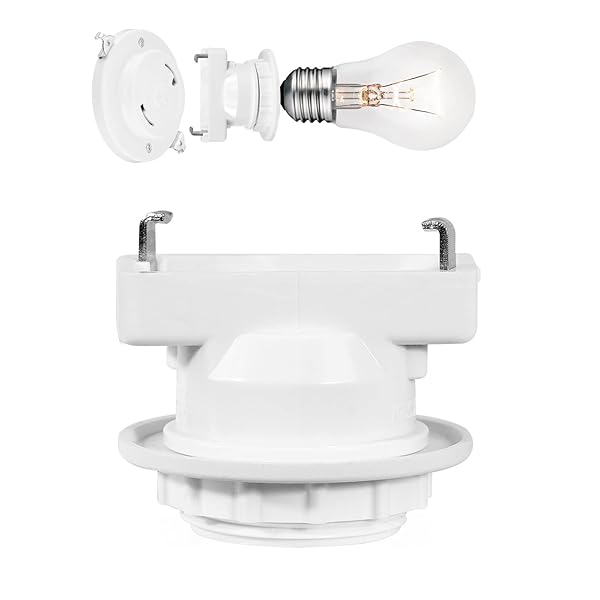 |E26口金変換アダプタ|角型引掛ランプソケット|E26口金対応|角型引掛シーリン|電球ソケット|工事不要 ..