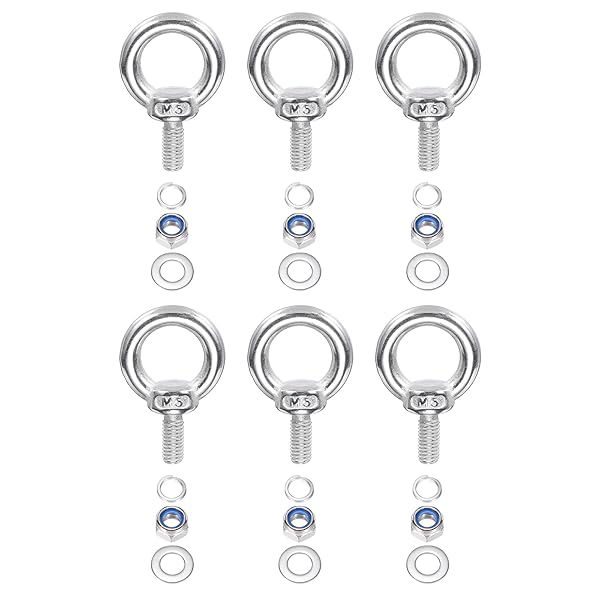 M5 x 10mm リフティングショルダーアイボルト 6個セット 304ステンレス製リフティングリング付