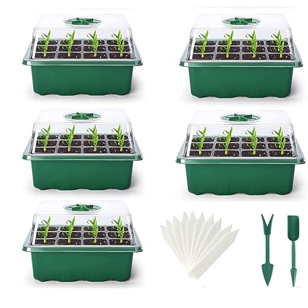 育苗ポット 5個セット 育苗箱 12穴 種子トレイ 発芽育苗セット 種まきハウス 苗箱 種まき器