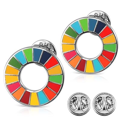 Aoouik SDGs ピンバッジ SDGs バッジ 25mm エスディージーズ バッジ 留め具付き 最新仕様 国連本部限定販売 琺瑯工芸 銀色 (2個入り)