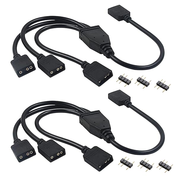 RGB 分岐 3ピン 3分配ケーブル LED用延長ケーブル30cm 2本 RGBファンやLEDテープ増設用半田レス 6