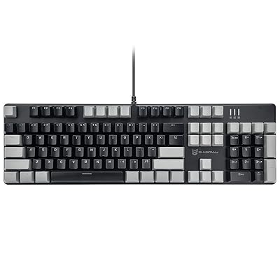Merdia メカニカル式ゲーミングキーボード 全104キーボード US配列 USB有線キーボード LEDバックライト付き (茶軸-グレーとブラック)