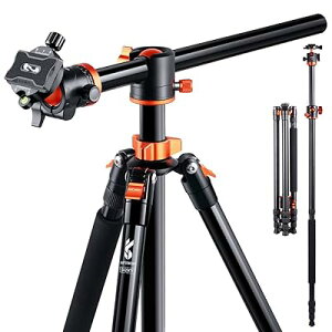 K&F Concept 三脚 一眼レフ 238cm 4段 カメラ 三脚 49CM横軸 俯瞰 360度回転 中心軸倒置 一脚可変 アルミ 軽量 コンパクト 低重心自由雲台 クイックシュー ナットロック式 S254T