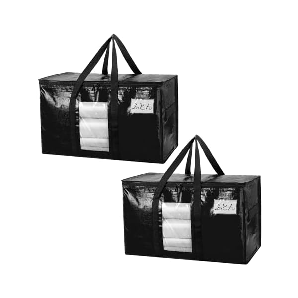 大きいバッグ 布団収納袋 引越しバッグ 収納ケース 特大容量 透明窓 持ち手付き 衣装ケース