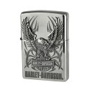 【HARLEY-DAVIDSON/ハーレーダビッドソン ZIPPOライター】ZIPPO本体に、両翼を広げた大鷲が大胆にセットされたハーレーダビッドソンのオリジナルZIPPO。加工■素材:ソリッドブラス(真鍮)シルバーイブシ/エッチング +シ...